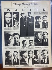 VINTAGE NEWSPAPER HEADLINE ~ CHICAGO MOST WANTED MUGSHOTS 1934 MURDER ROBBERY picture