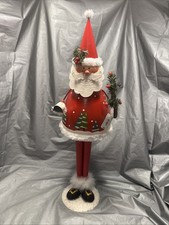 Pier 1 One VTG Santa Claus BOBBLE Tree Snowball Glitter Figurine 22” TALL NWT picture