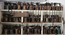 Lot of 60 Antique Brass Blow Torches Vintage Plumber Torch Tool Mini Wood Handle picture