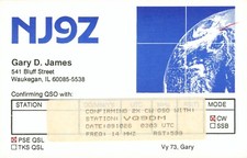 1989 QSL Radio Card NJ9Z to VQ9DM Waukegan IL USA #158 picture