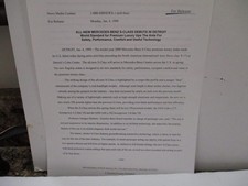 2000 MERCEDES-BENZ NEW S-CLASS DEBUT 4-PPAGE PRESS RELEASE ORIGINAL VINTAGE picture