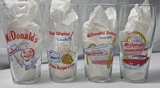 Vintage 4 pc  1995 McDonald's Hamburgers 16oz Glasses Retro Style Speedee picture