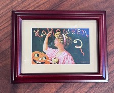 Vintage Bernhardt Wall Halloween Postcard Framed 1909 Jack O Lantern Antique Art picture