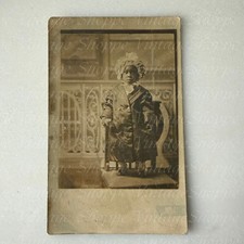 Cute African American Little Girl Antique RPPC Photo Studio Portrait VTG picture