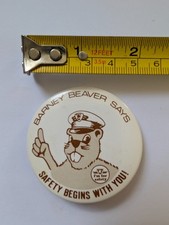 Vintage Pin Pinback Button Barney Beaver Says Safety Begins With You TTC Transit picture