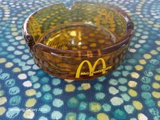 Vintage McDonald's Amber Glass Ashtray 1970s Spiral Swirl Bottom NICE picture