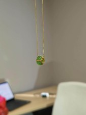 Certified Authentic Siberian Apple Green Nephrite Jade Hand Carved Bolt Pendant picture