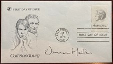 NORMAN MAILER-*Signed* Carl Sandburg First Day Cover 1978-Pulitzer Prize author picture
