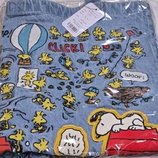 Snoopy Woodstock 75th Anniversary Embroidered Denim Tote Bag Snoopy Town Japan N picture