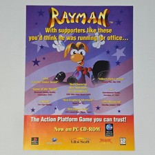 Rayman PlayStation 1 PS1 Sega Saturn PC Supporters Print Ad/Poster picture