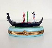 Limoges Trinket Box Venice Italy Venetian Gondola & Mask Gondolier Limited Vtg picture