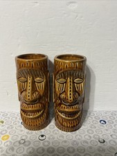 Pair Vintage Ceramic Tiki Mugs Kahiki Supper Club Columbus Ohio Set Of 2 picture