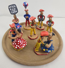 Vintage  Brazilian Folk Art Earthenware  Clay Figures ~  Dancers ~ Hand Painted picture