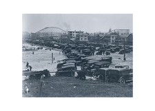 1925 Revere Beach Boston Cyclone Roller Coaster Cars Model T Glass Negative OOAK picture