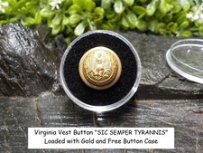 Rare Vintage Antique War Relic VA. State Seal Button Loaded with Gold Free Case picture