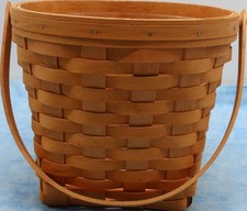 Longaberger 1998 Measuring Basket 9.5in Round Protector Swing Handle picture