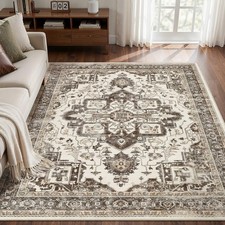 Vintage Washable 5x7 Area Rug for Living Room, Dark Brown 5' x 7' (Rectangular) picture