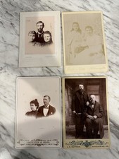 4 Antique Cabinet Card Photos Victorian Families Couples Men Women 1890s picture