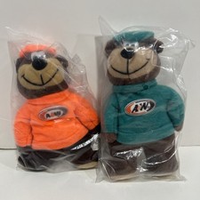Vintage 1998 Alpha Kids A&W Root Beer Bear Plush-  Green & Orange SEALED NEW picture