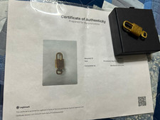 Louis Vuitton LV Brass Tone Padlock Lock Charm/Accessory w/ Key Marked 300 picture