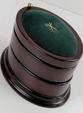 The Bombay Co. 1996 Three Tier Oval Wood Swivel Jewelry Sewing Keepsake Box VTG picture
