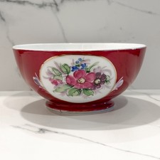 Kuznetsov Gardner Imperial Russian Porcelain Bowl Red Floral Antique c1900 picture