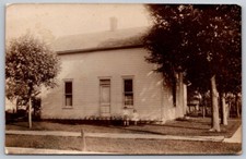 2 Children Pictured in The Front Yard of Their Home RPPC Real Photo Postcard picture