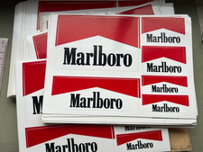 Vintage Original Marlboro Sticker Sheet 6 Decals Red Roof Logo Tobacciana Racing picture
