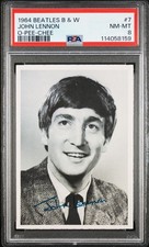 1964 O-PEE-CHEE OPC THE BEATLES B&W TOPPS 7 JOHN LENNON PSA 8  picture