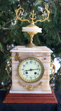 Antique 1870s - 1880s Era French Japy Freres White ONYX Mantle Clock - RUNS GOOD picture