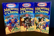 DC Superheroes 3 Lot of Kraft Macaroni & Cheese Boxes with Superman, Batman & WW picture