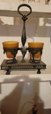 Rare & Antique Victorian Etched Metal Carousel With with 4 holders.  picture