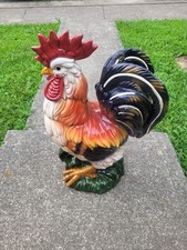 Jumbo Large 22 Inch Vintage Ceramic  Blue Sky Rooster Chicken Statue Figurine picture