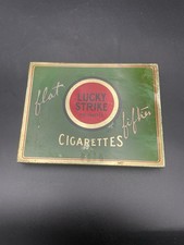 Vintage Lucky Strike “Flat Fifties” Cigarette Tin 1930’s Green Red Gold picture