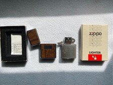 VINTAGE 1981 Zippo Woodgrain Lighter No. 351 Blank Panel Unengraved MATCHING BOX picture