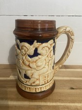 Vintage Ceramic Beer Stein Medieval Tavern Motif Made In Japan picture