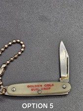 Vintage Golden Cola Sun Drop Mini Pocket Knife Imperial USA Pat Keychain picture