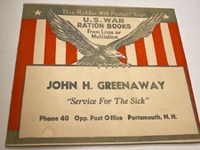 WWII Portsmouth NH War Ration Book Holder John Greenaway War Bonds 1940s picture