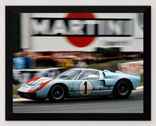 12X9 FRAMED 1966 LE MANS #1 FORD GT40 KEN MILES DENNY HULME PHOTO REPRO picture