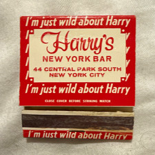 Vintage Harry's New York Bar Matchbook 44 Central Park South PLAZA 5-5800 picture