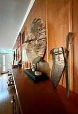 Nepali Gurkha Kukri Fighting Knife with Ornate Handle and Leather Sheath picture