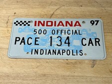 Indiana Indianapolis 500 Pace Car Official Car 1997 License Plate I34 picture