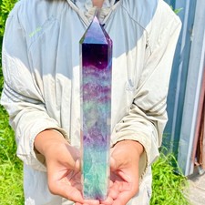 2.18LB Natural Fluorite Crystal Column Magic Wand Obelisk Point Earth Healing picture
