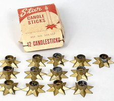 Vintage Denmark Star Candlesticks Scandinavian 7 Point Metal Candle Holder-13 Pc picture