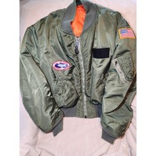 Vintage 1960s- 1970's California Civil Air Patrol Flight Jacket Green Large picture