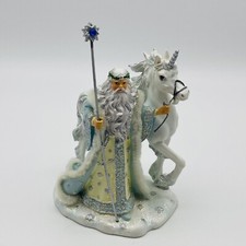 Magicial winter wizard & horse Icy Enchantment Sculpture Rare picture