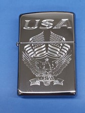 Zippo 250 Eagle Flag USA High Polish Chrome 250-03199 picture
