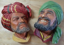 Vintage 1960's Bossons Chalkware Heads - Free S&H USA picture