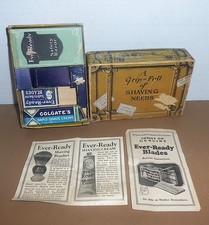 Vtg 1912 EVER-READY Safety Razor Set with Blade, Colgate Shave Cream, & Box picture