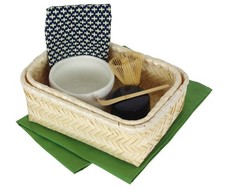 Japanese Portable Matcha Tea Set Bamboo Basket Mino Ware Bowl Whisk Utensils picture